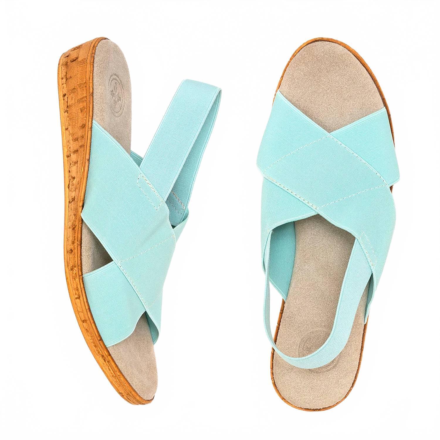 New Charleston Shoe Co. Women's Atlantic Low Wedge Sandal In Light Aqua